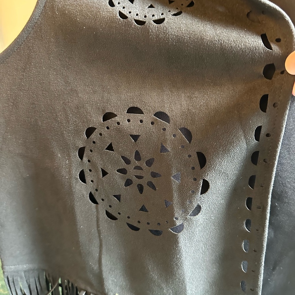Black Fringe Vest Liv Los Angeles 3x NWT BOHO - Picture 4 of 7